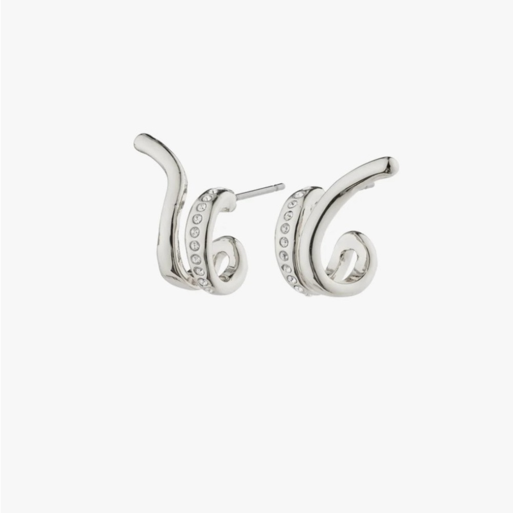 Pilgrim Nadine Small Crystal Hoop Earrings - Silver